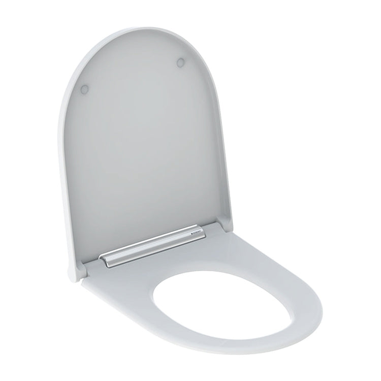 Geberit Sitz mit gedämpftem Schließen und Schnellverschlussfunktion, weiß mit glänzendem Chrom-Einsatz ONE 243.989.21.2