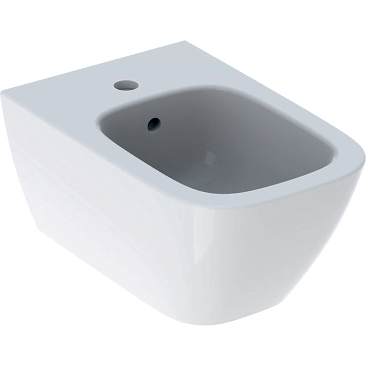 Geberit Hängendes Bidet, mit Wasserhahnloch und Überlauf, verdeckte Befestigung, Weiß, Oberfläche KeraTect SMYLE 500.209.01.8