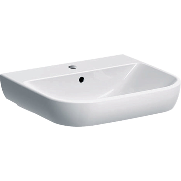 Geberit Waschbecken L. 70 cm, für Einlocharmaturen, mit Überlauf, Weiß, KeraTect-Oberfläche SMYLE 500.248.01.8