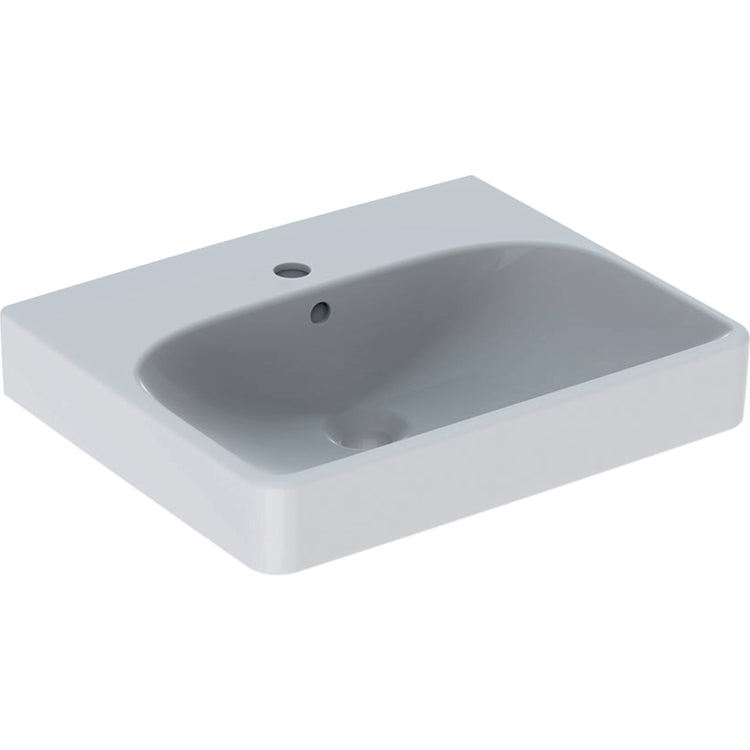 Geberit Rechteckiges Waschbecken L. 50 cm, mit Wasserhahnloch und Überlauf, Weiß, Oberfläche KeraTect SMYLE SQUARE 500.256.01.8
