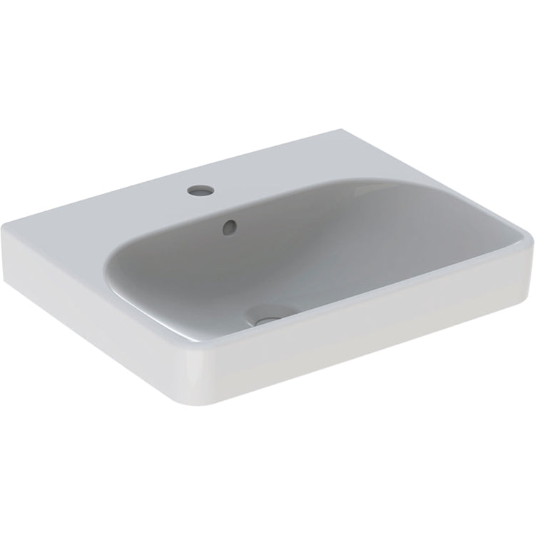 Geberit Rechteckiges Waschbecken L. 60 cm, mit Wasserhahnloch und Überlauf, Weiß, Oberfläche KeraTect SMYLE SQUARE 500.229.01.8