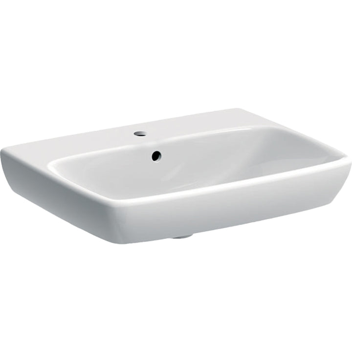 Geberit Waschbecken L. 60 cm, mit Wasserhahnloch und Überlauf, Weiß, glänzende Oberfläche SELNOVA SQUARE 500.300.01.1