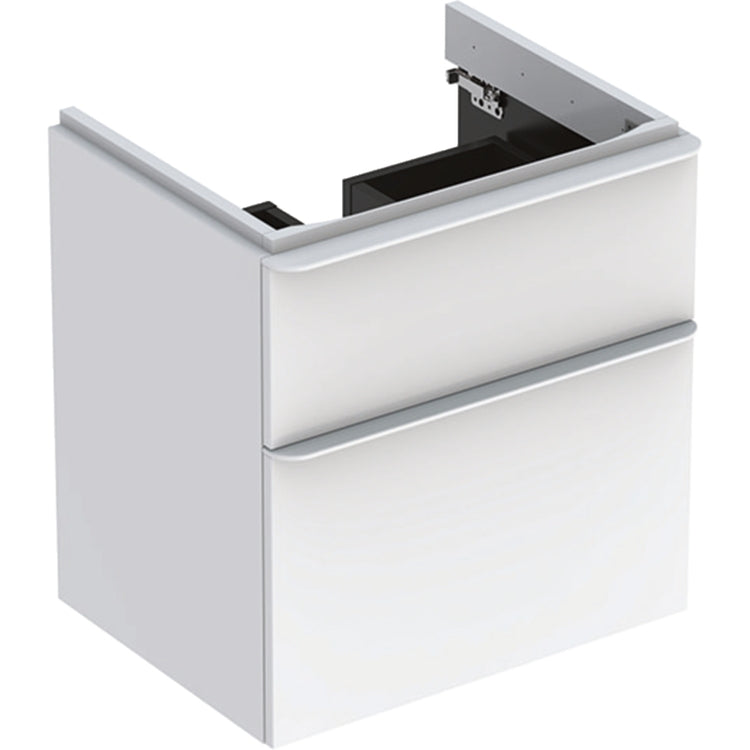 Geberit Hängender Waschtischunterschrank L. 60 cm, mit zwei Schubladen mit Soft-close, Weiß, glänzende Oberfläche SMYLE 500.352.00.1
