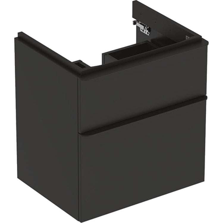 Geberit Hängender Unterschrank L. 60 cm für Waschbecken, mit zwei Soft-close-Schubladen, Lava-Grau matt Finish SMYLE 500.352.JK.1