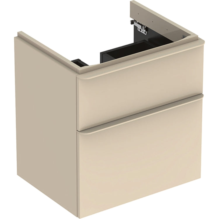 Geberit Hängender Unterschrank L. 60 cm für Waschbecken, mit zwei Schubladen mit Dämpfungsschluss, Farbe Sandgrau glänzende Oberfläche SMYLE 500.352.JL.1