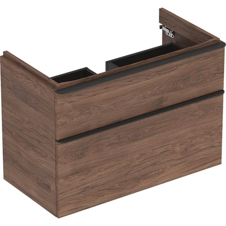 Geberit Hängendes mobiles Waschbeckenunterschrank L. 90 cm, mit zwei Schubladen mit Soft-close, amerikanische Nussbaumoberfläche SMYLE 500.354.JR.1