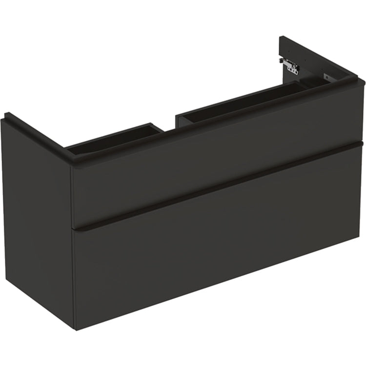 Geberit Hängender Unterschrank L. 120 cm für Waschbecken, mit zwei Soft-close-Schubladen, Lava-Grau matt Finish SMYLE 500.355.JK.1