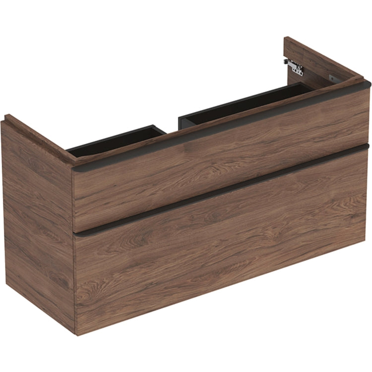 Geberit Hängendes mobiles Waschbeckenunterschrank L. 120 cm, mit zwei Schubladen mit Soft-close, amerikanische Nussbaumoberfläche SMYLE 500.355.JR.1