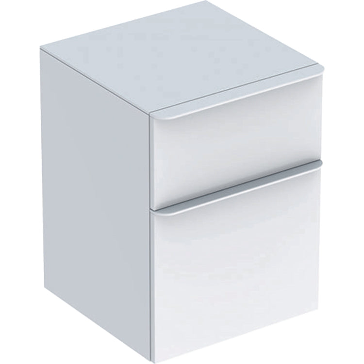 Geberit Seitlicher Unterschrank L. 45 cm, mit zwei Schubladen mit gedämpftem Schließen, Weiß, glänzende Oberfläche SMYLE SQUARE 500.357.00.1