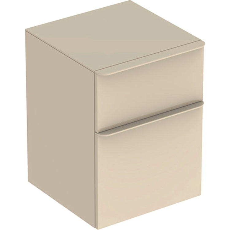 Geberit Seitlicher Unterschrank L. 45 cm, mit zwei Schubladen mit Soft-Close, Farbe Sandgrau, Hochglanz-Finish SMYLE SQUARE 500.357.JL.1