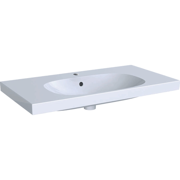 Geberit Waschtisch L. 90 cm, mit Armaturenloch, Überlauf und Ablagefläche, Weiß, KeraTect-Finish ACANTO 500.623.01.8