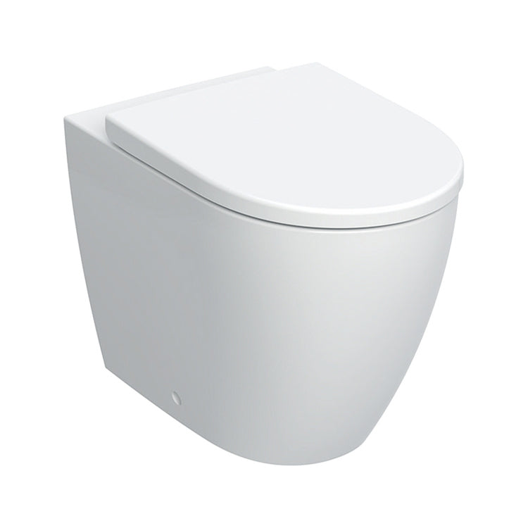 Geberit Stand-WC, wandbündig, Rimfree® mit Sitz mit gedämpftem Absenken, Weiß, matte Oberfläche ICON 502.383.JT.1