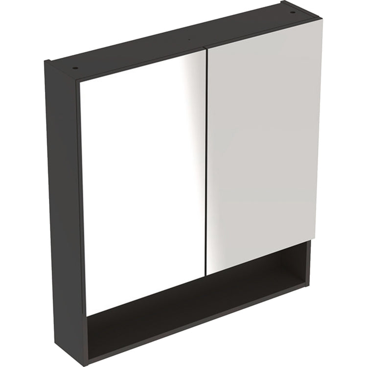 Geberit Mobiler Spiegel L. 79 cm, zwei Türen mit Softclose, Lava-Farbe, matte Oberfläche SELNOVA SQUARE 501.269.00.1