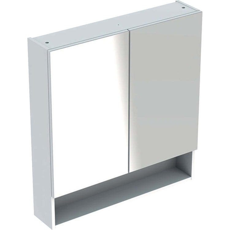 Geberit Spiegelmöbel L. 79 cm, zwei Türen mit Soft-Close, Weiß Hochglanz SELNOVA SQUARE 501.268.00.1