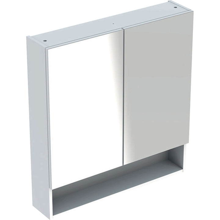 Geberit Spiegelmöbel L. 79 cm, zwei Türen mit Soft-Close, Weiß Hochglanz SELNOVA SQUARE 501.268.00.1