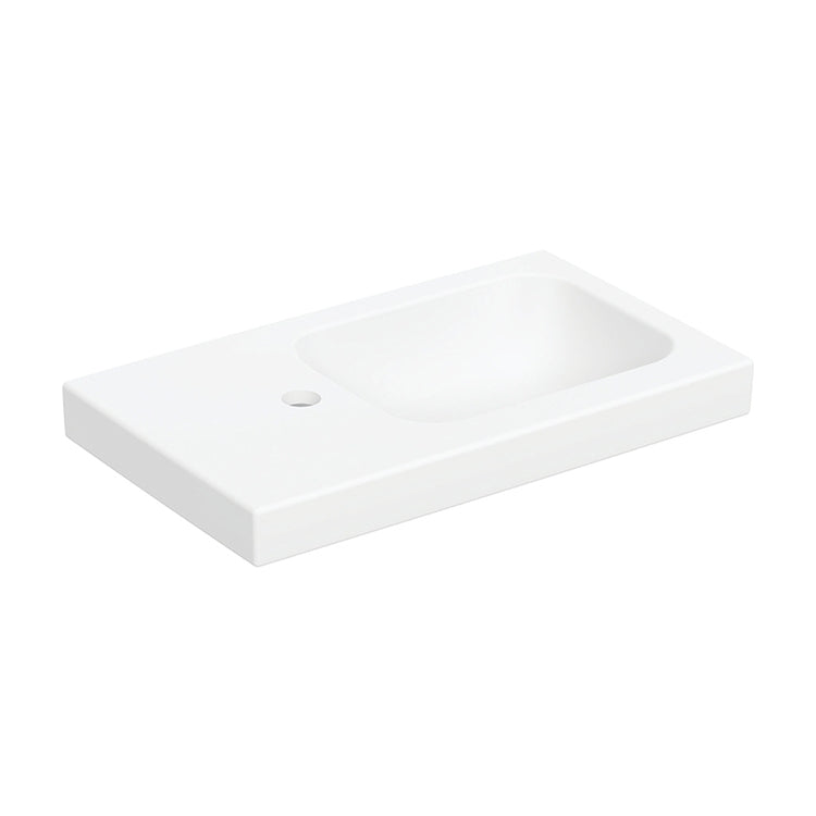 Geberit Wandhängendes Handwaschbecken L. 53 cm, mit Wasserhahnloch links, ohne Überlauf, Weiß matt ICON LIGHT 501.833.JT.1