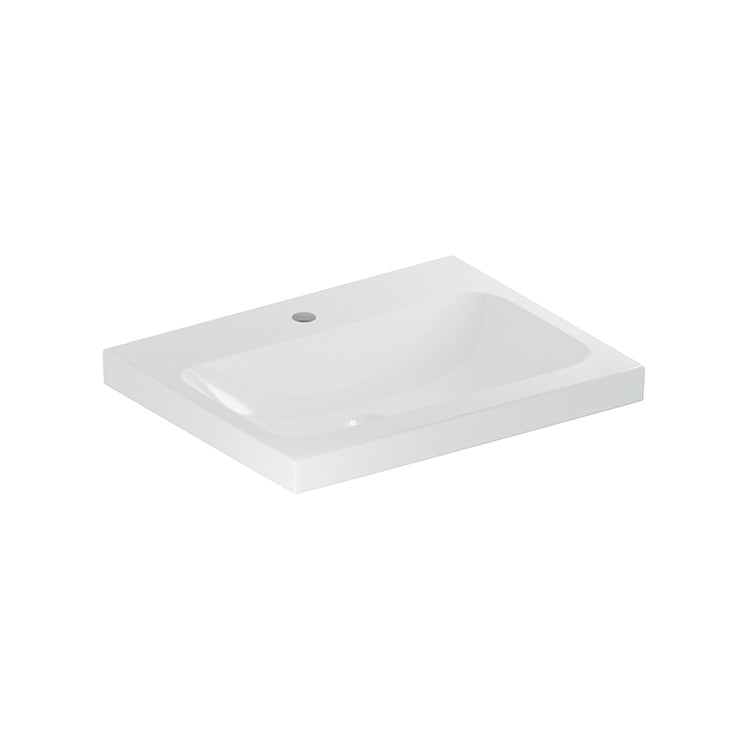 Geberit Waschtisch L. 60 cm, mit Armaturenloch, ohne Überlauf, Weiß, glänzende Oberfläche ICON LIGHT 501.834.00.5