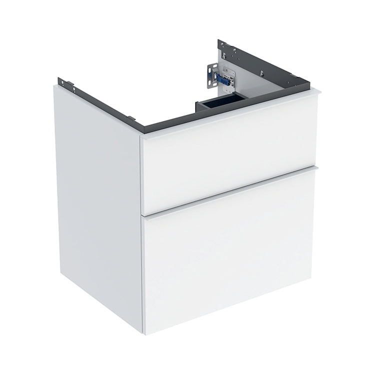 Geberit Mobile hängend L. 60 cm für Waschbecken, mit zwei Schubladen, Griff Chromfinish, Weiß glänzende Oberfläche ICON 502.303.01.1