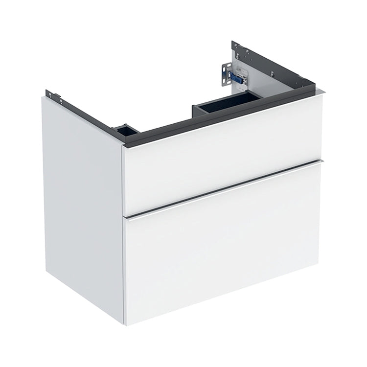 Geberit Mobile hängend L. 75 cm für Waschbecken, mit zwei Schubladen, Griff Chromfinish, Weiß glänzende Oberfläche ICON 502.304.01.2