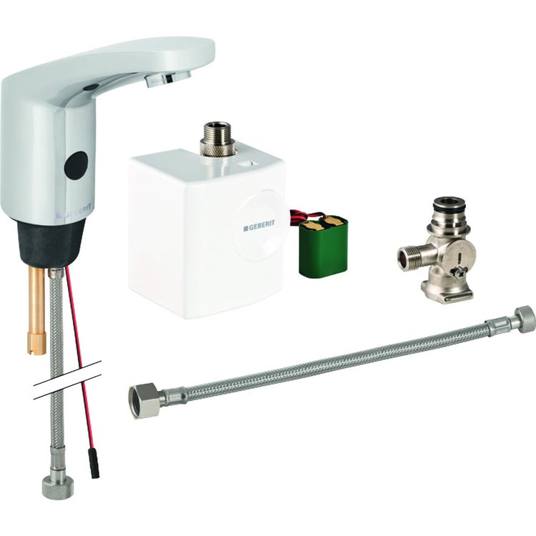 Geberit Waschtischarmaturen Typ 185, Betrieb über Generator mit Mischer, Chromoberfläche 116.365.21.1