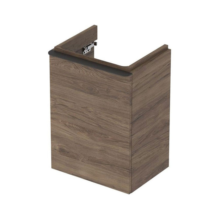 Geberit Hängender Unterschrank L. 45 cm, mit Tür links öffnend und gedämpftem Schließen, amerikanische Nussbaumoberfläche SMYLE 500.351.JR.1
