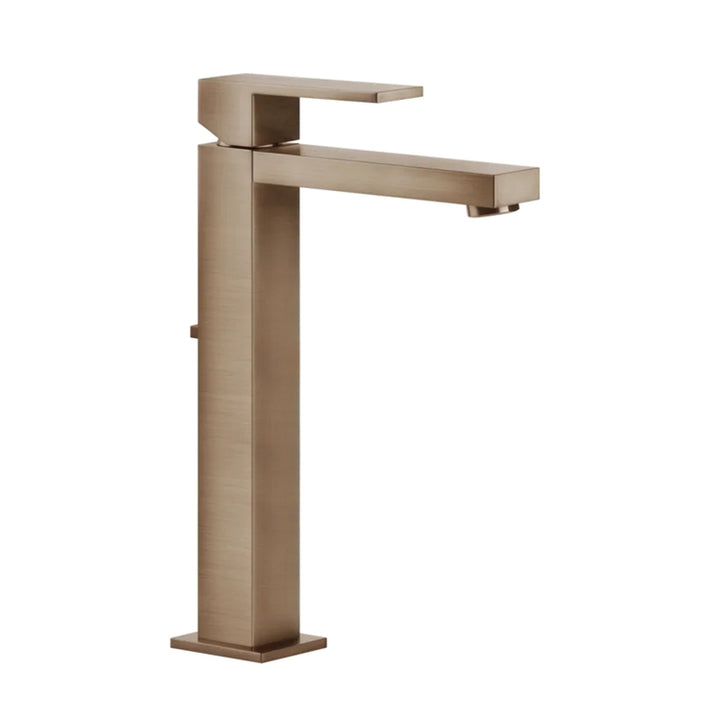 Gessi Waschtischmischer H. 30 cm, ohne Ablauf, mit Anschlussflexschläuchen, Kupfer gebürstet PVD RETTANGOLO 11922#708