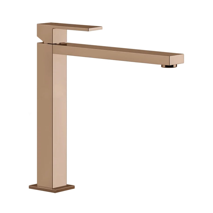 Gessi Waschtischmischer H. 30 cm, ohne Ablauf, mit Anschlussflexschläuchen, Kupfer PVD Finish RETTANGOLO 11924#030