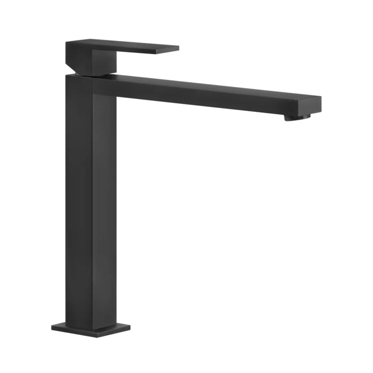 Gessi Waschtischmischer H. 30 cm, ohne Ablauf, mit Anschlussflexschläuchen, Schwarz matt RETTANGOLO 11924#299