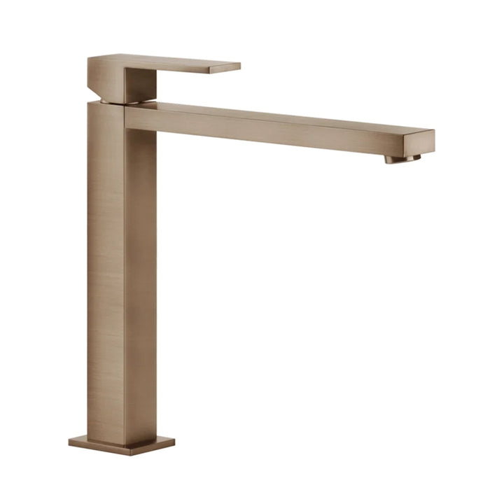 Gessi Waschtischmischer H. 30 cm, ohne Ablauf, mit Anschlussflexschläuchen, Kupfer gebürstet PVD RETTANGOLO 11924#708