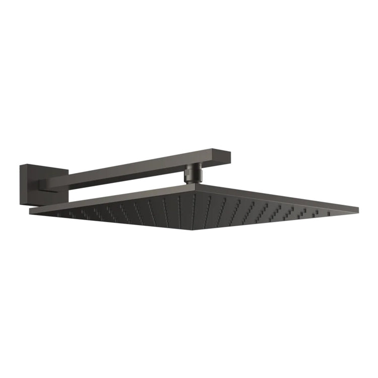Gessi Quadratischer Duschkopf 30 cm kalkfrei, an der Wand verstellbar, Finish Black Metal Brushed PVD SHOWER 15185#707