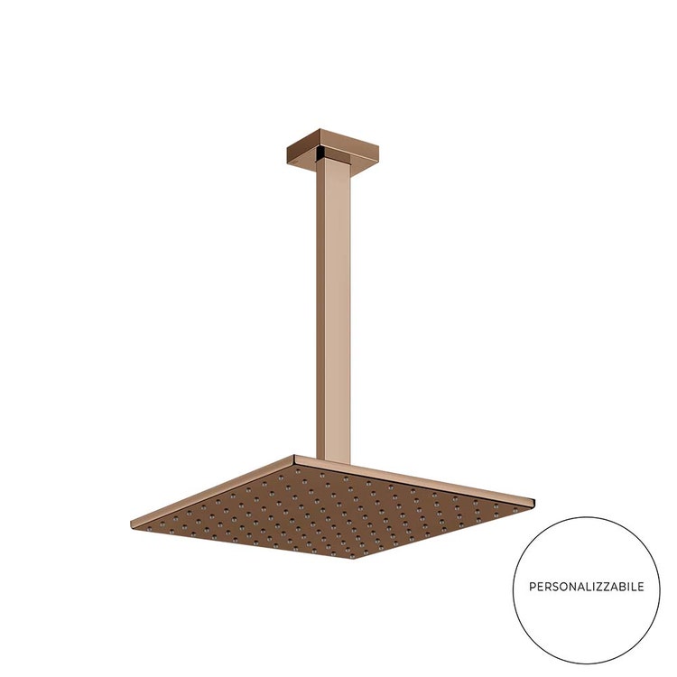 Gessi Duschkopf Anti-Kalk an der Decke, Arm mit anpassbarer Höhe, Kupfer PVD-Finish RETTANGOLO 15199#030