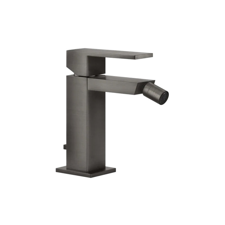 Gessi Bidetmischer H. 15 cm, mit Ablauf und Anschlussflexible, schwarz metal gebürstet PVD RETTANGOLO 20007#707