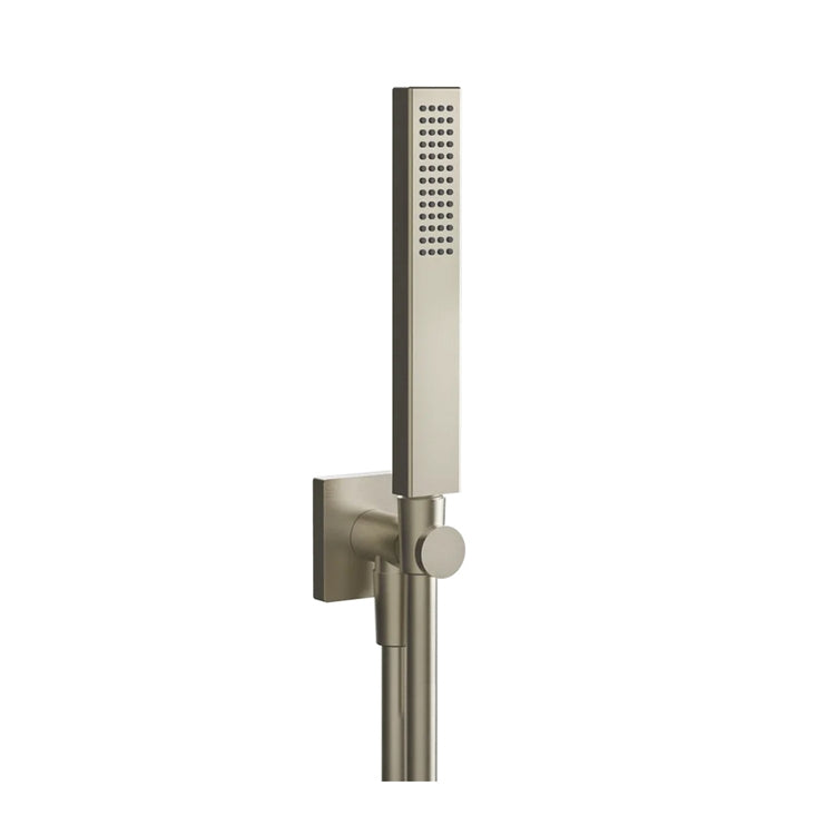 Gessi Duschset mit Wasseranschluss, kalkfreiem Duschkopf und 150 cm Schlauch, Finish Finox gebürstetes Nickel EMPORIO SHOWER 20029#149