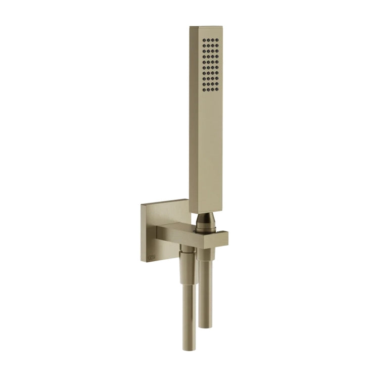 Gessi Duschset mit Wasseranschluss, Kalkschutz-Duschkopf und 150 cm Schlauch, Finox-Finish RETTANGOLO 20123#149