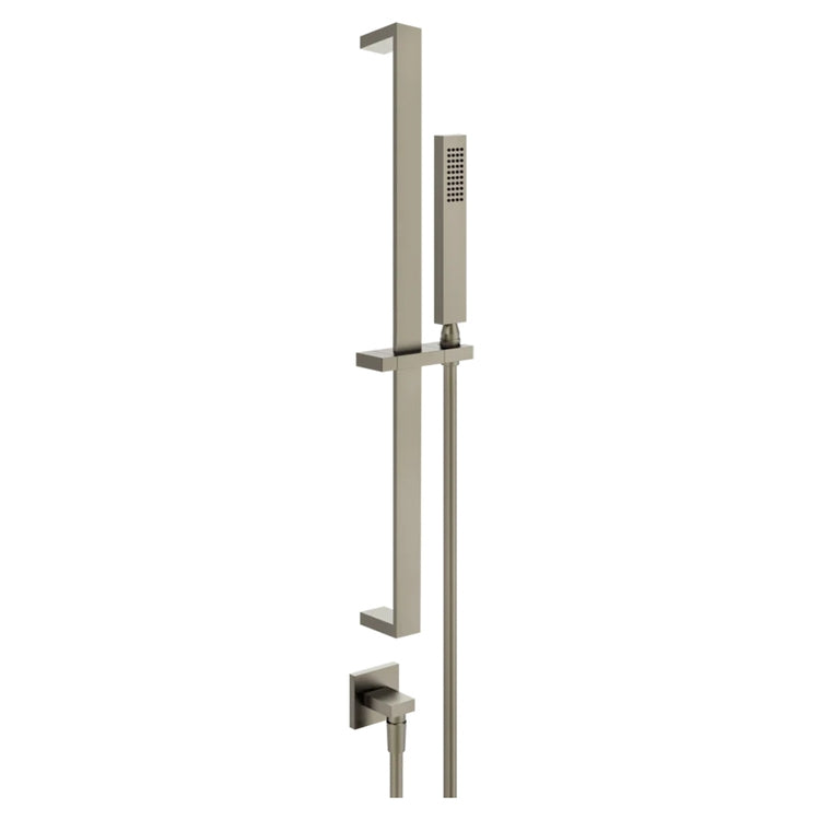 Gessi Stange auf- und abbewegbar mit Wasseranschluss, kalkresistenter Duschkopf und 150 cm Schlauch, Endbearbeitung finox RETTANGOLO 20142#149