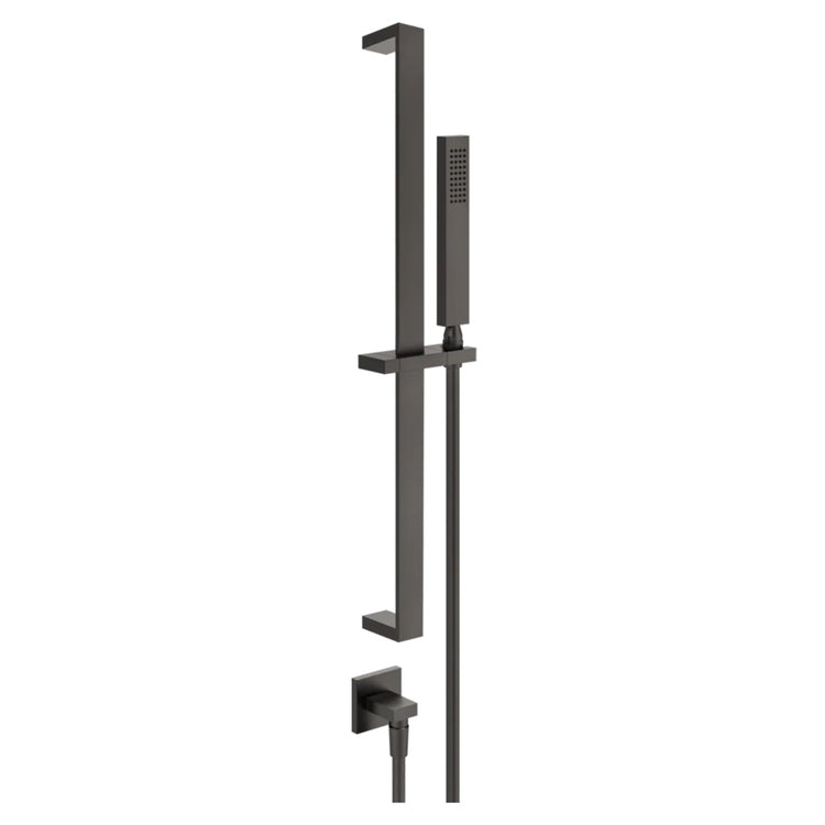 Gessi Stange auf- und abbewegbar mit Wassergriff, kalkhemmender Duschkopf und 150 cm Schlauch, Oberfläche Black Metal Brushed PVD RETTANGOLO 20142#707