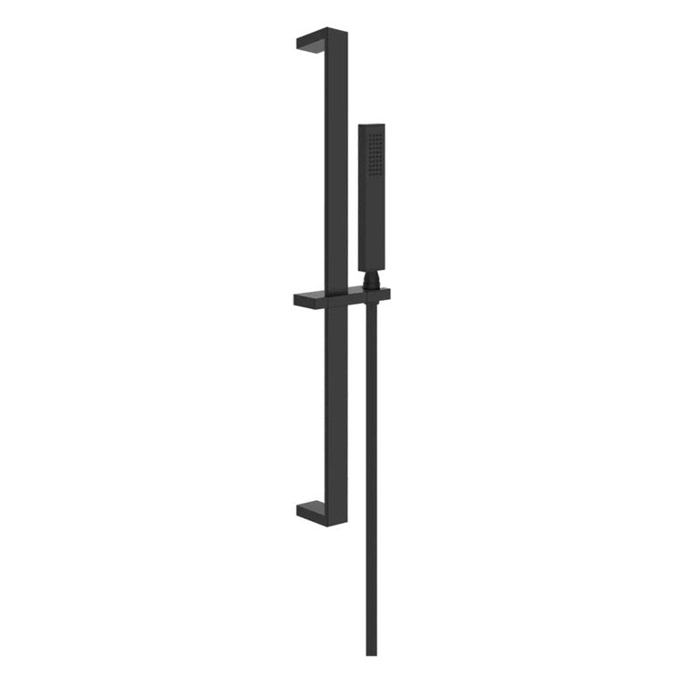 Gessi Rechteck Stange höhenverstellbar mit Antikalk-Dusche und 150 cm Schlauch, Schwarz matt RETTANGOLO 20145#299