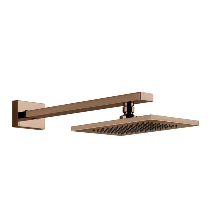 Gessi Duschkopf L. 14 T. 21,3 cm, kalkresistent, an der Wand verstellbar, Kupfer PVD-Finish RETTANGOLO 20148#030