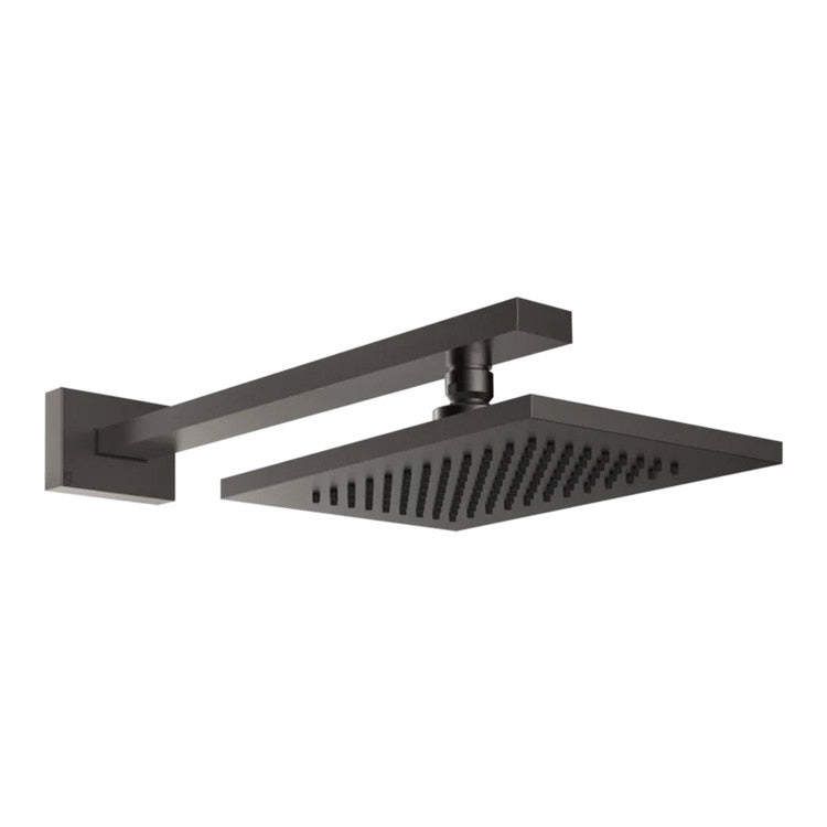 Gessi Duschkopf L. 14 T. 21,3 cm, wandmontierbar, kalkresistent, schwenkbar, Oberfläche Black Metal Brushed PVD RETTANGOLO 20148#707