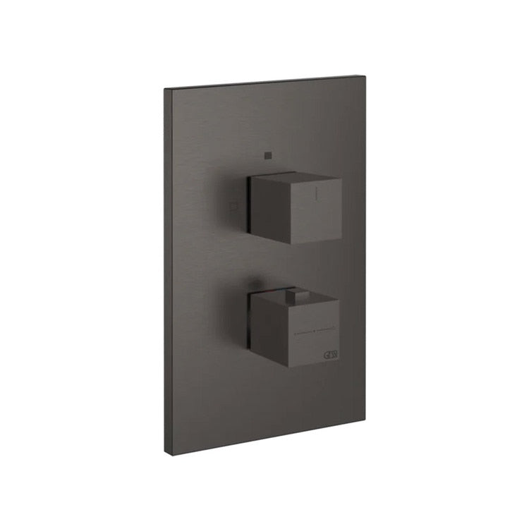 Gessi Thermostat-Duschmischer wandmontiert, 2 Ausgänge, ohne Unterputzkörper, Finish Black Metal Brushed PVD RETTANGOLO 20184#707