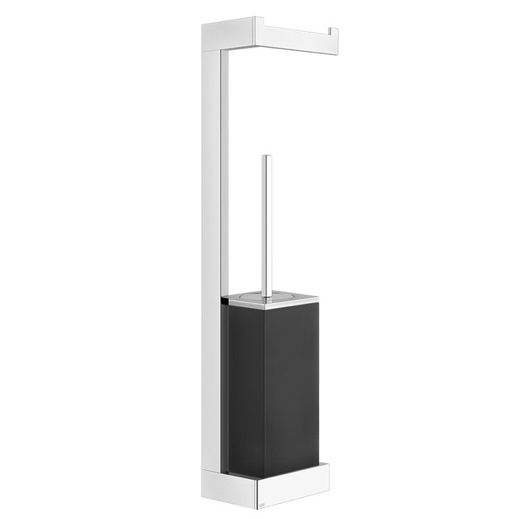 Gessi Wandsäule mit Toilettenpapierhalter und Bürstenhalter schwarz, Chromoberfläche Accessories 20868#031