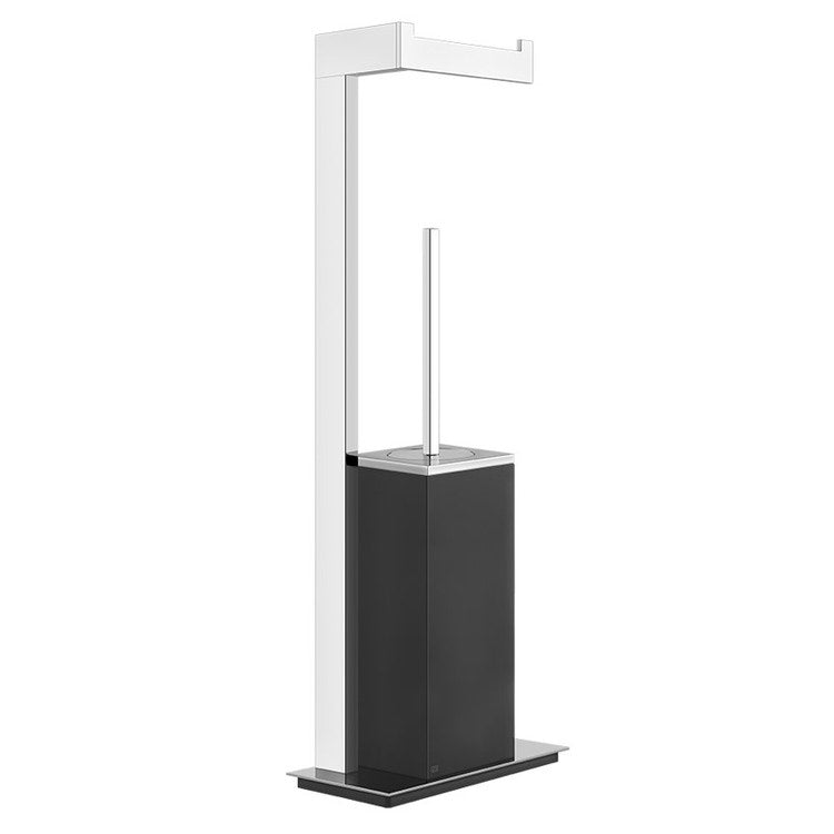 Gessi Standboden mit Toilettenpapierhalter und schwarzem Bürstenhalter, Chromoberfläche Accessories 20934#031