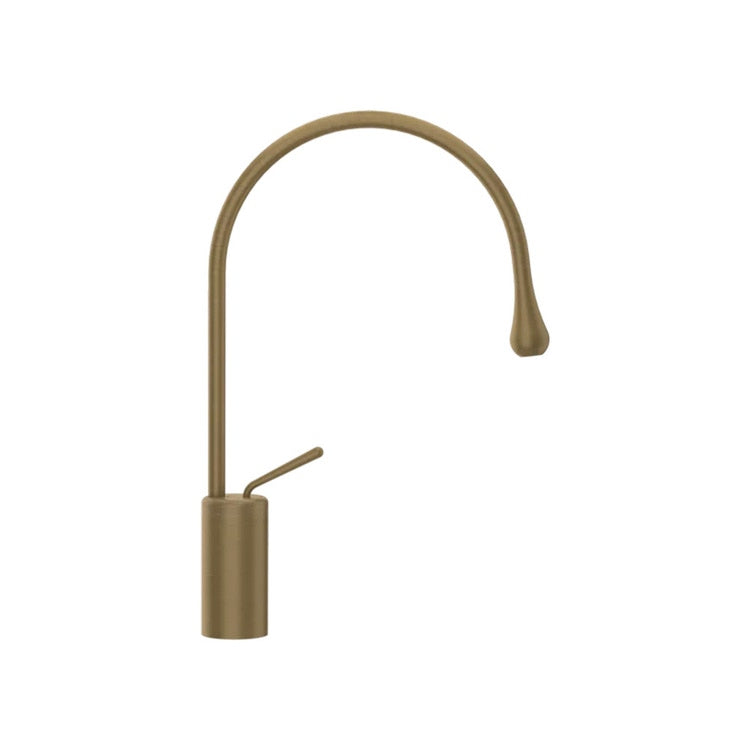 Gessi Waschtischmischer H. 44 T. 29 cm, ohne Abfluss, mit Anschlussflexschläuchen, Antique Brass Oberfläche GOCCIA 33605#713
