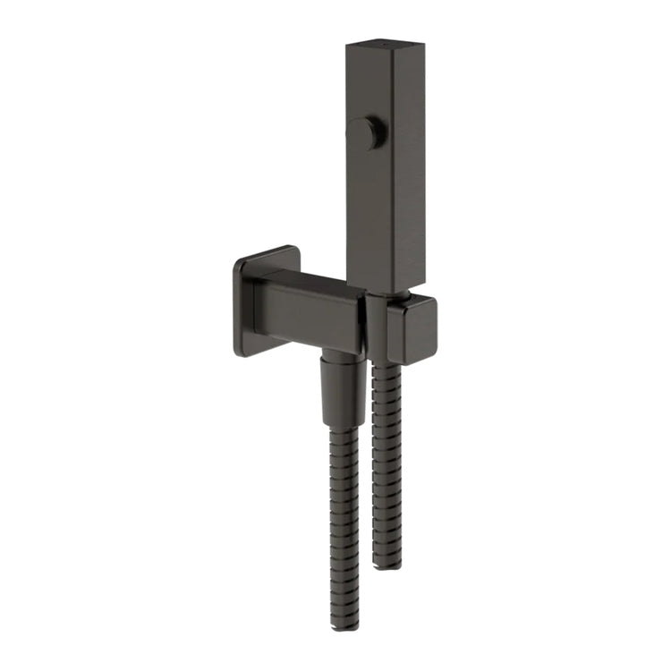 Gessi Wand-Wassersprüher-Bürste, mit 1/2" Anschluss, Oberfläche Black Metal Brushed PVD RETTANGOLO 33823#707
