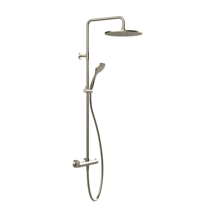 Gessi Wandthermostatmischer mit Duschkopf Ø 30 cm, automatischer Bad/Dusche-Umschalter, 150 cm Schlauch, Auf- und Absetzgarnitur und kalkfreie Handbrause, Oberfläche finox gebürstetes Nickel EMPORIO SHOWER 35183#149