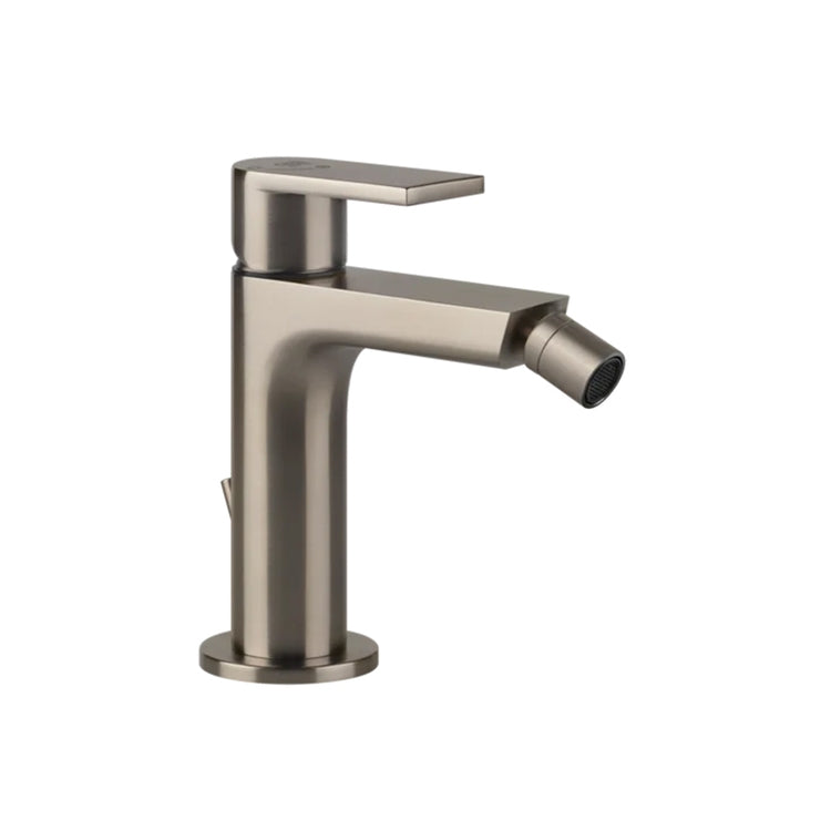 Gessi Bidetmischer mit Ablauf und Anschlussflexschläuchen, mit Energieeinsparung, Finish Finox gebürstetes Nickel MANZONI 38608#149