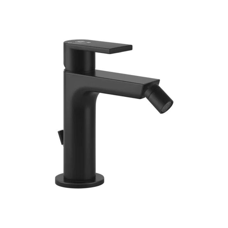 Gessi Bidetmischer mit Ablauf und Anschlussflexschläuchen, mit Energieeinsparung, Farbe Schwarz matt MANZONI 38608#299
