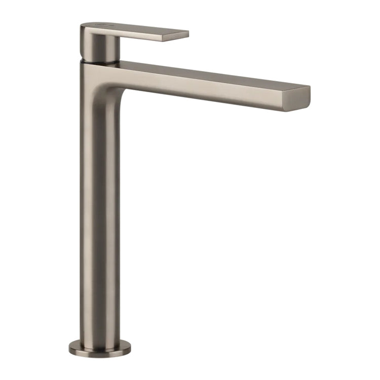 Gessi Waschtischmischer H. 30 cm, ohne Ablauf, mit Anschlussflexschläuchen und Energiesparfunktion, Oberfläche finox gebürstetes Nickel MANZONI 38610#149
