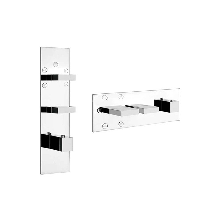 Gessi Wand-thermostatmischer mit hoher Durchflussrate, 5 Auslässe mit Einzelwahl, vertikale und horizontale Installation, Chrom-Finish WELLNESS 43032#031