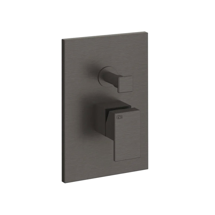 Gessi Wand-Duschmischer mit 2 Ausläufen, mit automatischem Bad/Dusche-Umschalter, ohne Einbaukörper, Finish Black Metal Brushed PVD RETTANGOLO 44604#707